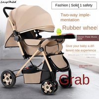 LazyChild Bidirectional Baby Stroller Foldable EVA Lightweight Handcart High Landscape for 0-3 Year Old Baby Stroller