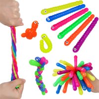 12/24 Pcs Colorful Soft Caterpillar Stretch Toys, Stress Relief Toys in Bulk, Easter Basket Fillers, Classroom Rewards