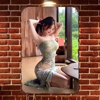 2D Metal Sign Vintage Floral Asian Girl Home Bar Wall Decor HD Retro Plaque