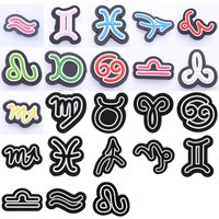 Black White Zodiac Symbols Clogs Shoes Charms PVC Shoe Decorations Accessories For Adult Kids Holiday Party Gifts