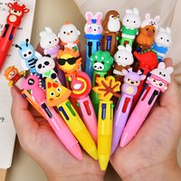 40Pcs/Lot Cute Cartoon 4Color Ballpoint Pens Multi-color Press Pen for School Student Writing Supplies Stationery Christmas Gift