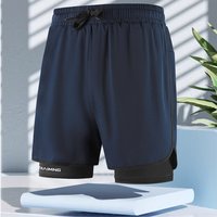 Fake two pieces of summer sports shorts, men's and women's quick drying three point running training itness lining American b