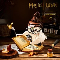 Magische Welt Eule Arzt Magisches Buch und Lichter Bausteine Ziegel Tier Vogel Modelle Jungen Montage Spielzeug Kind Weihnachtsgeschenke