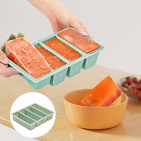 Ice Cream Mold 4 Grids Giant Storage for Food Meal Sauce with Lid Silicone Freezer Trays Large Ice Cake Freezing Molds Ice Mold