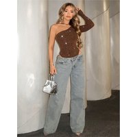 Spice Girls Sexy Sequin Jumpsuit Skew Collar Off-shoulder Single Shoulder Long Sleeved Bodysuits Summer Fashion Rhinestone Tops