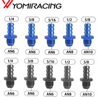 YOMI Aluminum Black 6AN 8AN Male Flare to 3/8 5/16 1/2 Hose Barb Straight Fitting Adapter AN6 3/8" AN6 5/16" AN8 1/2" Push Lock