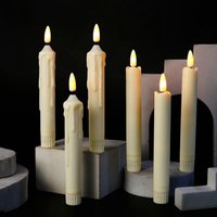 3D Wick Flameless Candlesticks Flickering Led Taper Candle 6.6 Inch Ivory Battery Operate Window Stick Candles Home table Decor