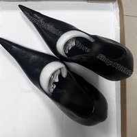 Black Pointed Toe Stiletto Pumps Slip on Metal Heels British Style Design for Women Wedding Party Shoes 2026 Zapatos Para Mujere