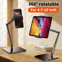 AIEACH Tablet Stand Holder Multi-Angle Adjustable, 15" Long Metal Flexible Arm iPad Stand for 4.7-13" Tablet & Phone, Ergonomic