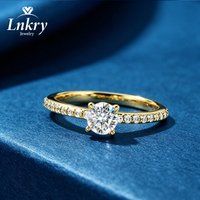 Lnkry Certified 0.5CT Moissanite Engagement Ring 14K Gold Filled Brilliant Pave Set Zircon Wedding Ring Fine Jewely Gift