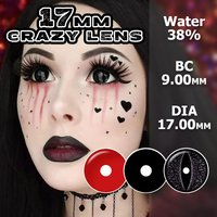 Lentilles de contact fantaisie Meenie 17 mm pour cosplay, lentilles d'Halloween noires et rouges, lentilles œil de chat, lentilles de couleur pour cosplay anime