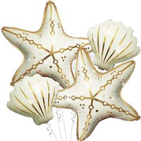 Starfish and shell balloons, underwater party decorations, birthday ocean themed balloons for baby showers, beach party supplies
