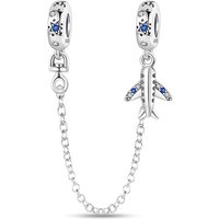 925 Sterling Silver Charms Bead CZ Zircon Ocean Vacation Airplane Safety Chain Fit Original Bracelet DIY Women Jewelry Gift