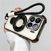 Rope Lanyard Strap Stand Phone Case For Xiaomi 15T Pro 14T 13T 12T 11 Lite 12 17 Pro Max Transparent Shockproof Silicone Cover