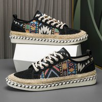 New Fashion Printed Men's Summer Shoes Comfortable Flat Canvas Shoes Men Lace-up Fisherman Shoes Casual Men