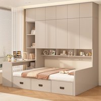 Wardrobe bed integrated small tatami wardrobe bedroom solid wood children's bed multi-functional desk wardrobe storage bed