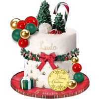 25 PCS Merry Christmas Cupcake Topper Colorful Pearl Ball Cake Picks for DIY Cake Insert Decorations Winter Xmas Birthday Party