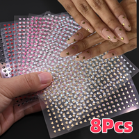 8Pcs/Set 3D Valentine's Day Heart Nails Stickers Mini Sweet Love-Heart Self-Adhesive Nail Decals DIY Manicure Slider Nail Supply