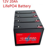 12V 20Ah LiFePO4 Battery 6000+ Cycles Rechargeable Lithium Battery for Solar Lighting Camping Power Wheels Fish Finder