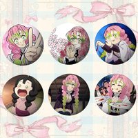 K-Kanroji M-Cute Mitsuri-s Brooches Stylish Ornament Pins Exquisite Round Badge Bag Accessories Jewelry Gifts