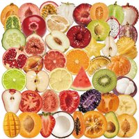50-100PCS Cartoon Cut Fruit Stickers Cute Graffiti Transparent PET Waterproof Vinyl Decals for Laptop Journal Notebook Decor