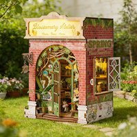Retro Book Nook Kit DIY Wooden Miniature Dollhouse with LED Light 3D Handmade Craft Bookshelf Insert Creative Home Decor Gifts