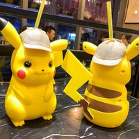 Pokemon Detective Pikachu Straw Cup, Kawaii Anime Figure Design, Cute Leakproof Water Cup Gift for Kids