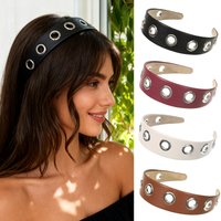 AWAYTR Punk Girl Hollowed Out Eyelets Wide Hairband Stretchy Metal Rock Steampunk Headbands Women Hair Accessories