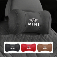 Car Suede Headrest Auto Logo Seat Neck Pillow Head Support Sticker For Mini Cooper JCW Works F54 F55 F56 F57 F60 R50 R52 R53 R55