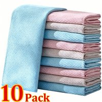 10pcs Microfiber Fish Scale Dishcloths Kitchen Super Absorbent Oil-proof Washing Rag Glass Household Cleaning Cloths