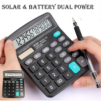 12-stelliger Solar- und Batterie-Dual-Power-Rechner, großes LCD-Display für Heimbüro, Schule, Finanzen, Buchhaltung, Werkzeuge, Taschenrechner