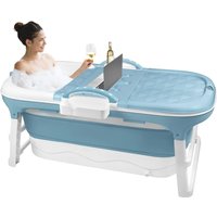 Faltbare Badewanne für Erwachsene, ideal für kleine Badezimmer, praktisch und tragbar, 118x60x53 cm, blau/grau/rosa