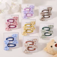 2Pcs/Set Mini Plaid Hair Bows Clips for Baby Girls Cute Bowknot Hairpin Barrettes Sweet Headwear Hair Accessories Korea Style