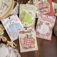 Kawai Retro Patchwork Sticky Notes 30 Sheets Cute Student Memo Message Paper Office School Stationery Accessories