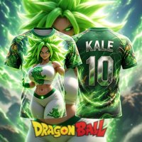 Dragon Ball Super Kale No10 Green Lightning Aura Print Men Soccer Jersey Quick Dry Anime Fan Breathable Sports T-Shirt