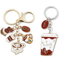 Coffee Keychain Coffee Bean Cup Mug Pendant Cute Enamel Lobster Clasp Alloy Gift For Coffee Lovers Fashion Charm Bag Car Decor