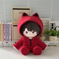 Cotton Doll Clothes 10Cm 15Cm 20Cm 40Cm Cat Ear Hooded Fleece Jumpsuit Plush Doll Replacement Outfit For Sitting Stuffed Toy