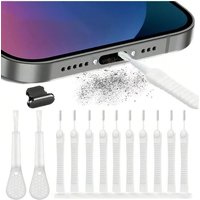 Cell Phone Charging Port Dust Plug with Cleaning Brush for IPhone 14 13 12 8 Pro Max Plus Type C Eearphone IOS Cleaner Set
