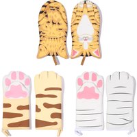 1Pc Cute Cartoon Cat Paws Pattern Oven Mitts Cotton Insulation Gloves Anti-Scalding Heat Resistant Baking Supply Microwave Tool