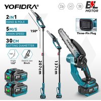 YOFIDRA 8 Zoll Bürstenlose Teleskopstange 2-in-1 Elektrische Kettensäge Hochastsäge Gartenpflegewerkzeug für 21V Akku