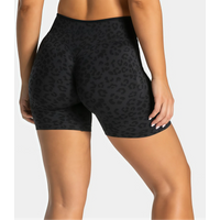 HISTELLO Sports Shorts Leopard Print Seamless Women High Waist Scrunch Hip Lift Slim Tummy Fit Yoga Fitness Running Gym Shorts