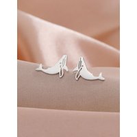 Skyrim Little Whale Stud Earrings Stainless Steel Women Girls Earring Fashion Ocean Sea Animals Jewelry Birthday Gift Wholesale
