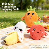 Interactive Musical Sensing Beat Plush Toy - Fruit Shaped Piano Electric Ragdoll - Banana Strawberry Soft Playtime for Kids