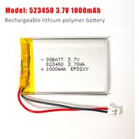 523450 Battery 3.7v 1000mAh Li-Polymer Rechargeable Battery for LED Lamp GPS Power Bank DVD MP4 MP5 Smart Watch Massager Camera