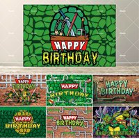 Cartoon Tortoise Backdrop Kids Birthday Decorations Party Supplies Ninja Turtles Baby Shower Banner Photo Shoot Props Boys Gifts