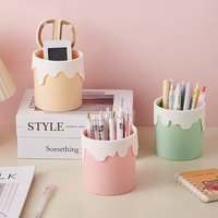 kawaii Ice Cream Pen Holder Cosmetic Brush Storage Holder Desk Stationary Organization Storage Box Office School Supplies