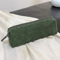 Retro Corduroy Solid Color Pen Bag Student Pencil Case Box Pencil Pouch Women Cosmetic Bags Makeup Bag Key Lipstick Storage Bag