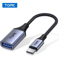 TOPK USB C à USB A Dapter OTG Câble Type C Mâle à USB 3.0 2.0 Femelle Câble pour MacBook Pro Samsung Type C Adaptateur