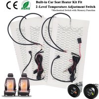 Built-in Car Seat Heater Fit 2 Seats 12V Carbon Fiber Seat Heating Pad High/low Temperature Adjustable Round Switch Controller