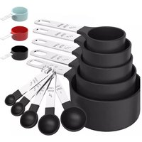 10-Piece Stainless Steel Plastic Measuring Cups and Spoons Set Stainless Steel Handle Kitchen Gadgets for Cooking & Baking